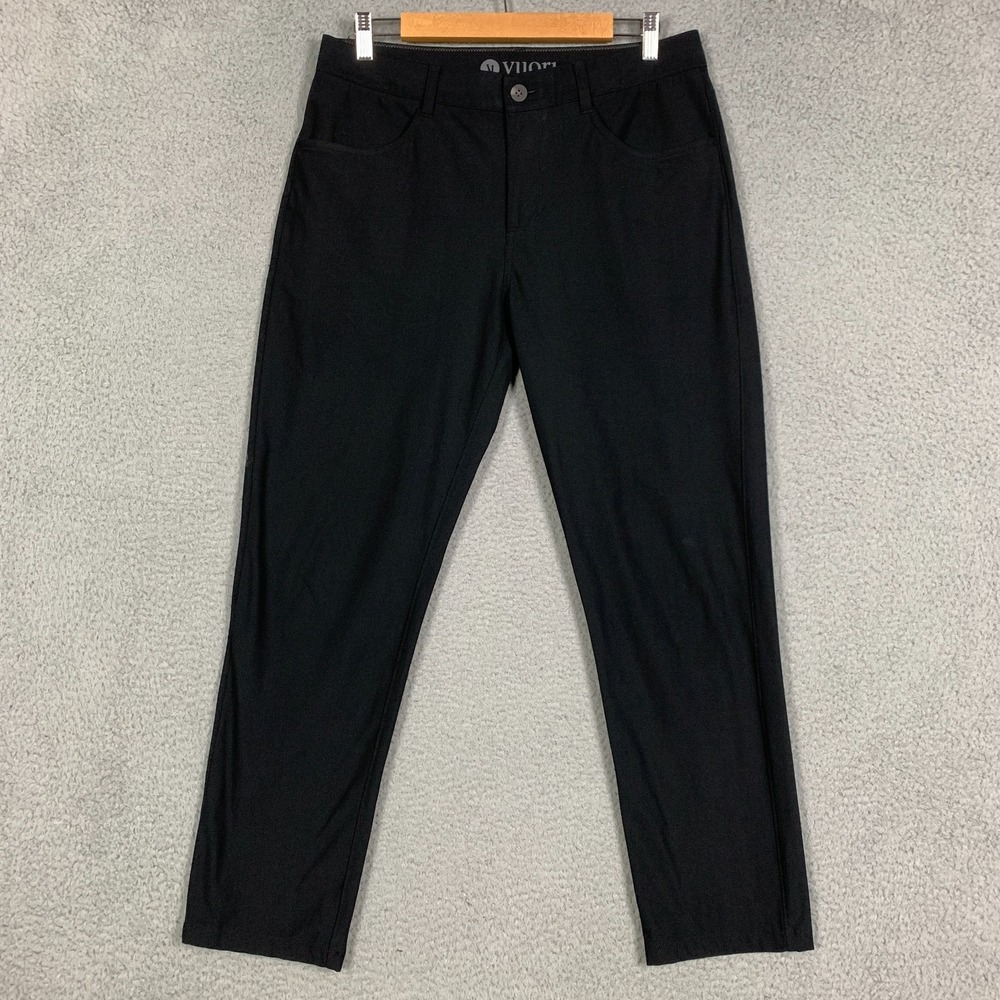 Vuori Meta Pant Men's 32 x 27 Black Athletic Slim Fit Tech Stretch Golf Work